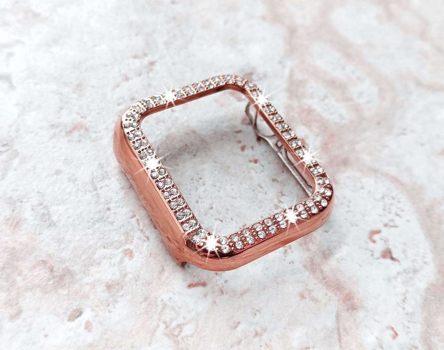 Apple Watch Rose Gold Color Band Kit Crystal Case Bezel Cover for Ultra 2 9 8 7 SE 6 5 4 3 2 1 49mm 45mm 44 42 41mm 40mm 38mm Milanese Strap